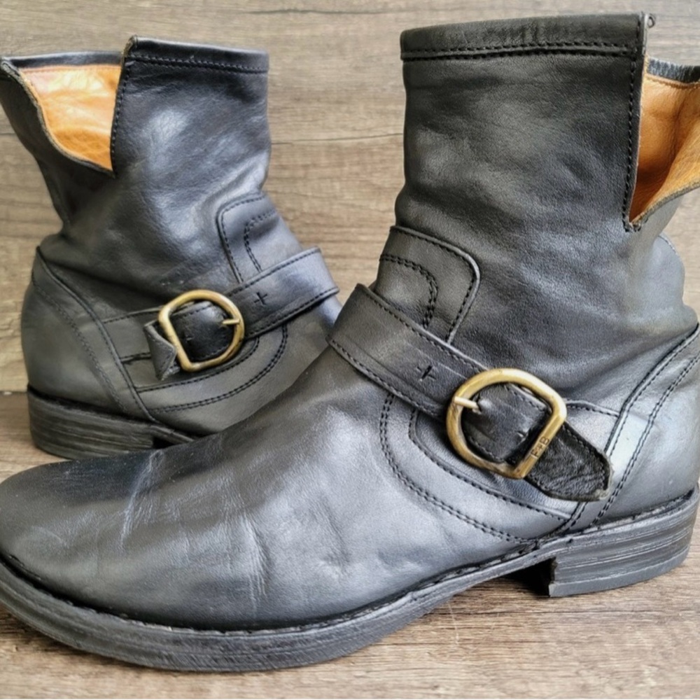 Fiorentini + Baker Black Leather Moto/biker Boots